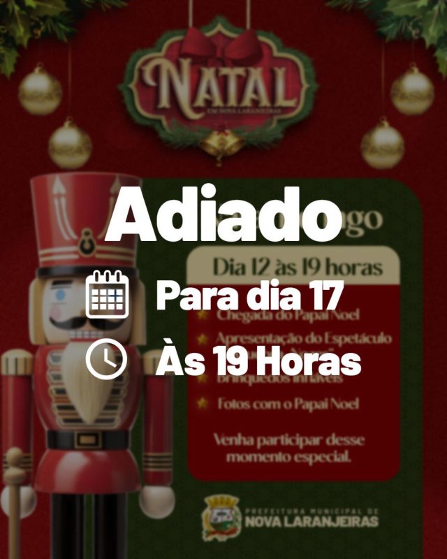 Evento de Natal é adiado